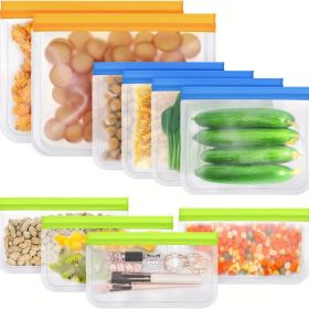 10pcs Reusable Food Storage Bags; BPA Free Flat Reusable Freezer Bags; Snack/Sandwich Bags Food Grade; Leakproof Storage Bags For Lunch; Marinate