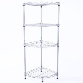 4Tier Wire Shelving Rack Metal Storage Shelf Unit For Laundry Bathroom Kitchen Pantry Closet (Option: Silver)
