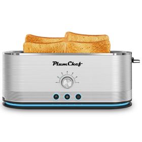4-Slice Toaster, 7 Settings, Defrost, Reheat, Removable Crumb Tray, Full Body Stainless Steel Housing, Anti-Fingerprint, Anti-Jam, 1350W, Silver, (Option: KRT6061)
