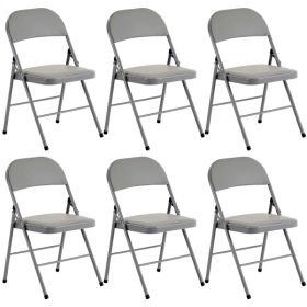 6pcs Elegant Foldable Iron & PVC Chairs For Convention & Exhibition Gray (Option: defaulttitle)