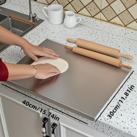 Stainless Steel Cutting Board For Kitchen - Large 304 Chopping Boards With Lid And Non-Slip Pad For Countertop, Suitable For Meat Vegetables Brea (Option: 30CM40CM)